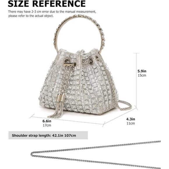 Sparkly Rhinestone Evening Clutch Bag Glitter Purse Wedding Prom Party Handbag - Picture 4 of 7